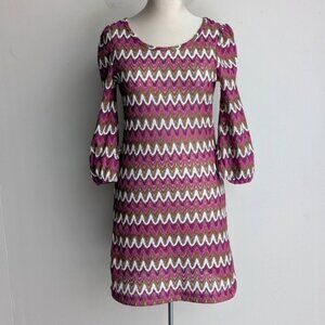 EDC Zigzag Chevron Patterned Long Sleeve Knit Dress